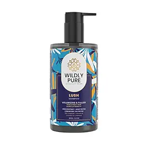 Wildly Pure LUSH Natural Shampoo for Volumizing & Fuller |Thin & Wavy Hair| Hibiscus, Pro Vitamin B5, Castor & Coconut Oil, Plant Keratin|Toxin 20 Free,No Sulphate, Paraben, Silicone|Men & Women-300ml