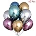 Produktbild 50 Stück Luftballons Metallic,Bunt Verchromte Ballons in 6 Metallischen Farben Metallfarbe Dekoration für Jugendweihe Mädchen Junge Geburtstag JGA Hen Party (Gold Silber Blau Grün Rosa Lila)