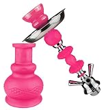 Wasserpfeife Set - 4 Farben Auswahl- Shisha Nargile Hookah ca. 44cm mit 3 x Schlauch (pink) - 