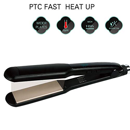 Plancha alisadora de cabello 2 en 1 de cerámica profesional y rizador de pelo rizador de cabello varita húmeda seco plancha plana peinado con doble tensión