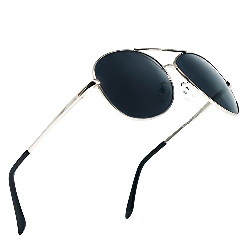 Gafas de Sol Aviador Hombre Mujer Clásico Estilo Marco Metal Lentes Polarizadas(BLACK) - BLDEN