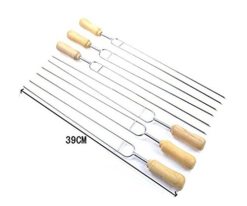 Natural Home Grillspieße Schaschlikspieße Fleischspieße 37cm, 6Stück, Rostfreier Edelstahl - Qualitätsprodukt