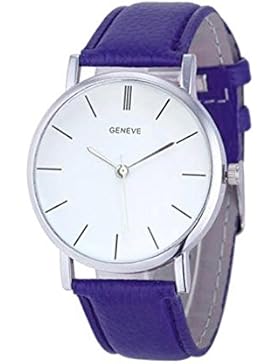 Watch Loveso Damen Frauen Einfaches Entwurfs Lederband Analoge Legierungs Quarz Armbanduhr (Blau)