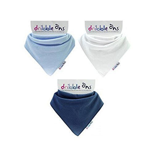 Dribble Ons Boys Bandana Bib - Baby Blue, Navy & White - ** 3 PACK ** (Gift Wrap Available)