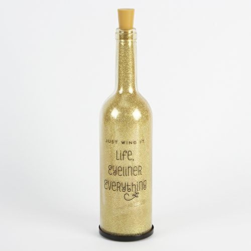 Glitter Gold Light Up Glass Bottle (Gold - Wing It)