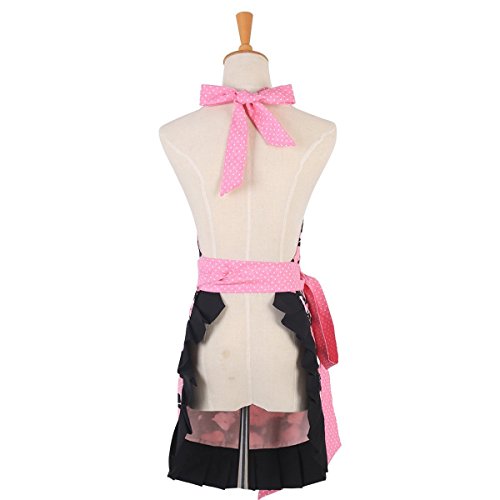 G2PLUS Schön Frau Schürze Baumwolle Blumenmuster Küchenschürze Modische Apron mit Taschen zum Kochen oder Backen (Frau Schürze) - 4