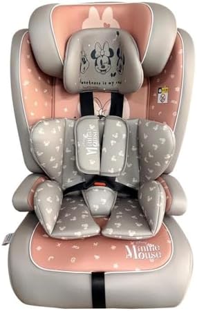 Tataway Seggiolino Auto Disney Minnie I-Size R129. Seggiolino per la sicurezza dei bambini con altezza da 76 a 150 cm. Poggiatesta regolabile e imbottitura.