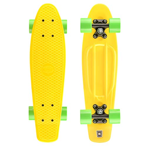 Xootz Kid's Retro Skateboard Complet en Plastique Jaune Jaune 22-inch