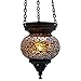 Produktbild Mosaik Lampe Hängelampe Windlicht Pendelleuchte Aussenleuchte Deckenleuchte aus Glas Teelichthalter Orientalisch Handarbeit dekoration - Gall&Zick (Schwarz/Weiß)