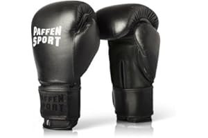 Paffen Sport «PRO KLETT» Boxing Gloves Made of Real Leather for Training and Sparring in Martial Arts – black/white – 18oz