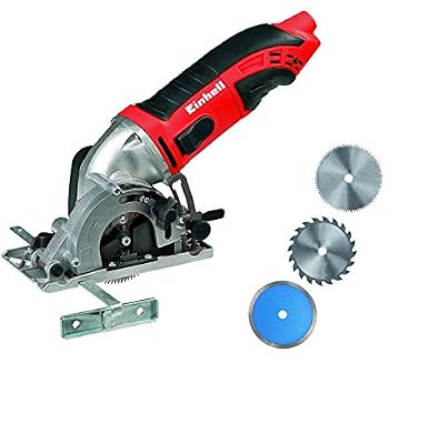 Einhell Mini scie circulaire TC-CS 860 Kit (450 W, Régime : 6000 trs/min, Alésage 10 mm, Profondeur de coupe : 23 mm, Livré en coffret avec 1 disque à tronçonner au diamant, 2 lames de scie, 1 clé pour le changement de la lame,1 adaptateur pour aspi…