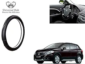 Amazon Brand- Universal Hub Car Steering Wheel Cover (Ultimate Chrome Black) for Maruti Suzuki S Cross