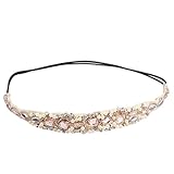 JaneDream Gilrs Crystal Beads Lace Hairband Wedding Hair Jewelry