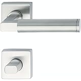 1 Paar - Gedotec Design Türdrücker-Garnitur eckig - Modell BAUHAUS - Drückerpaar mit Rosetten für Innentüren, Holztüren und Zimmertüren im Wohnbereich