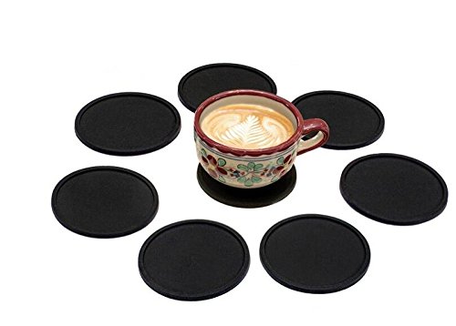 Cosanter Silikon-Untersetzer Glasuntersetzer-Set für Bar Wohnzimmer Küche , Round/ Schwarz 1 Stück - 3