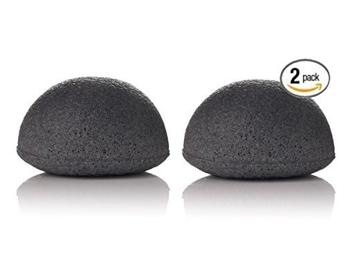 Konjac Sponges x 2 - Detoxifying Bamboo Charcoal 100% Natural plus 1 extra free sponge