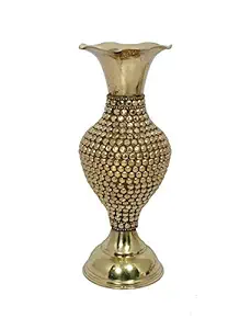 Loopysky Decorative Brass Flower Vase (10 x 4 x 4 Golden)