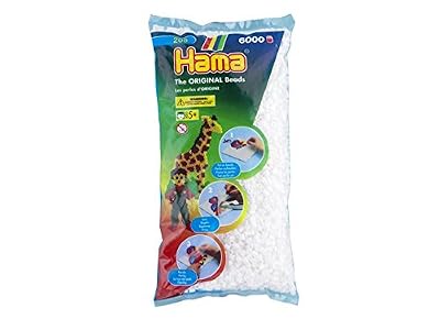 Hama - 205-01 - Loisirs Créatifs - Sachet 6000 Perles à Repasser - Taille Midi - Blanc