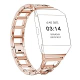 YuStar Fitbit Ionen-Band, spezielles Treppenhäuser-Design, Schmuck, Ersatz-Armband aus Stahl, für Fitbit Ionic Smart Watch M Rose Gold
