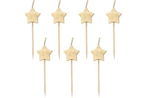 UNIQUE Sparkling Gold Star Birthday Candles - Pack of 6 - Elegant Design for Celebration Decorations