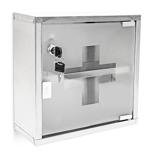 Medizinschrank Arzneischrank Hausapotheke aus Edelstahl & Glas - 5