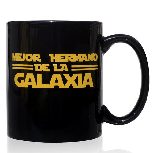 Taza mug desayuno de cerámica negra 32 cl. Modelo Mejor Hermano de la Galaxia.