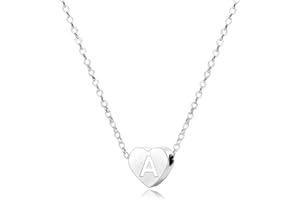 SUONIE S925 Argento A-Z Capitale Iniziale Cuore Ciondolo Collane per Le Donne Ragazze Signora per Mamma Sorella Amici Natale Compleanno Diploma Donne Choker Collana Piccole Collane Gioielli di Moda