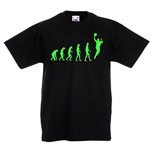 lepni.me T-Shirt per Bambini Evolution Basketball - Street Basket, Adoro Questo Gioco, Grande Regalo per i Fan (14-15 Years Nero Verde)