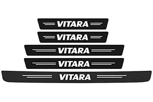 GPKFOLQM 5 Pcs Car Door Sill Scuff Plate, Black Plastic, Stainless Steel, For Suzuki Vitara, Door