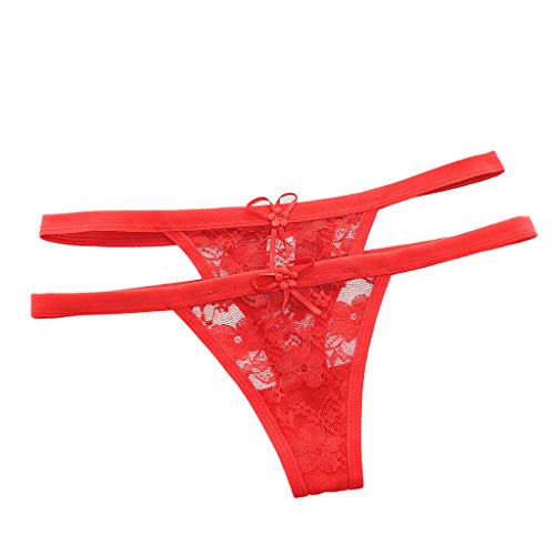 Preisvergleich Produktbild TianWlio Dessous Mode Damen Pyjamas Unterwäsche Unterhosen Unterröcke Negligees Weihnachten Dessous Spitze öffnen Tanga Höschen G-Pants Dessous Pyjamas rot One Size