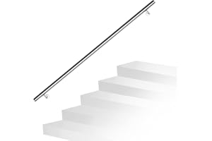 Izrielar Barandilla de acero inoxidable de 150 cm, pasamanos para escaleras con soporte de pared y tapas finales, pasamanos de pared para exterior e interior