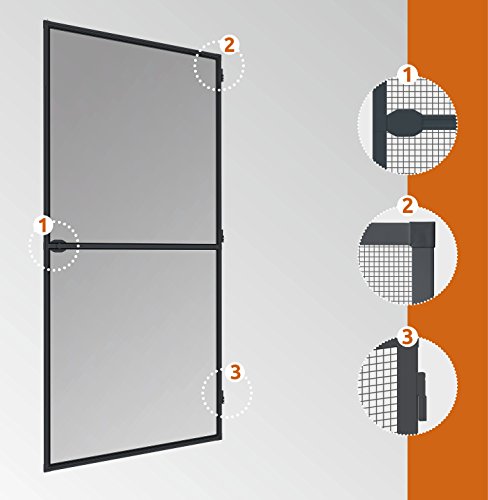 Windhager Insektenschutz Spannrahmen-Tür Fliegengitter Alurahmen für Türen, individuell kürzbar, 100 x 210 cm, Anthrazit - 4