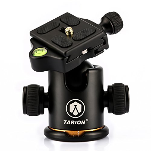 TARION Q03 Kugelkopf Stativkopf inkl. Schnellwechselplatte Zwei Wasserwaage (6kg Tragkraft, Hhe 98mm, Gewicht 375g, Aluminium)