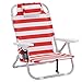Produktbild SONGMICS Strandstuhl mit Kühltasche, Aluminium, Flaschenhalter und Kopfkissen, Klappstuhl, tragbarerer Campingstuhl, faltbar, verstellbar und robust, Outdoor-Stuhl, rot-weiß gestreift GCB63BU