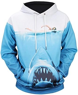 Hoodies 3D Prints Shark Animal Pullover Jumpers Pocket Breathable Sweater Hedging Patterned Sweatshirts Large Size,OneColor-XXL