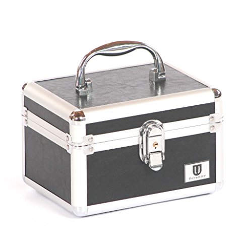 Urbanity Aluminium Makeup Cosmetics Vanity Case Beauty / Jewellery Box Black Faux Leather