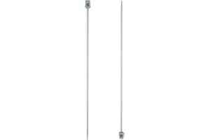 sourcing map 2Pcs 3.5mm(E) Single Pointed Knitting Needles Stainless Steel 9.84 Inches Length Metal Weaving Tool for Handmade Projects DIY Knitting