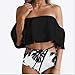 Produktbild QYS Frauen Zweiteiler Schulterfrei Rüschen Volants Crop Bikini Top mit Print Ausgeschnittenen Böden,Figure2,L