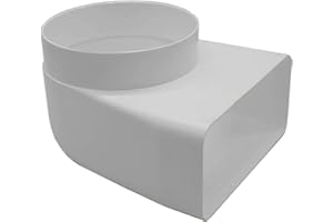 Kair Elbow Bend Adaptor 150mm x 70mm to 125mm - 5 inch Rectangular to Round 90 Degree Bend Adapter for Converting to Different Size Plastic Ducting Systems