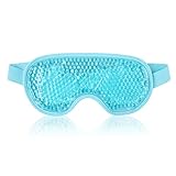 Eye Mask Cooling Reusable Eye Mask with Gel Beads for Hot Cold Therapy, Pain Relief Mask and Eye Pillow for Puffy Eyes Stress Relief, Migraine, Headache and Sinus Pain(Light Blue)