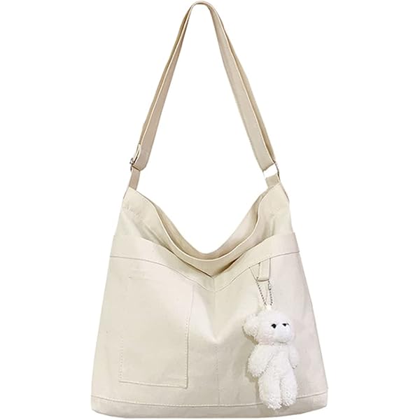 Borsa A Tracolla In Tela JQWSVE – Unisex, Grande Capacità, Con Tasche Multiple, Per Ufficio, Shopping E Viaggi - 5