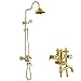 Produktbild Bad Dusche Wasserhahn Set Gold Retro Kupfer Dusche Set Duschsets Wand drehbare Hebehandbrause, Badezimmer kalt/warm Wasserhahn, Keramikspule