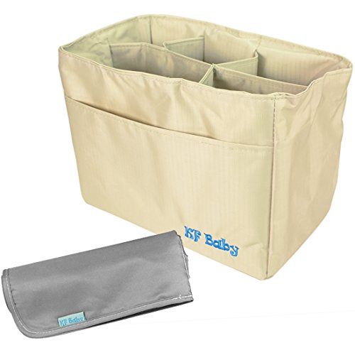 KF Baby Diaper Bag Insert Organizer (9.6 x 5.6 x 7.2 inch, Khaki) + Diaper Changing Pad Value Combo