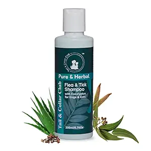 Tail and Collar Club Dog Shampoo ? 200ml Herbal Shampoo for Dogs and Cats ? Flea and Tick Pet Shampoo with Eucalyptus Oil and Aloe ? Ideal for Excessive Shedding, Dry Skin, Itchiness