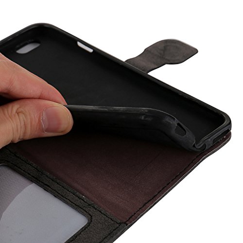 For iPhone SE Case,iPhone 5S Cover,iPhone 5 Cover,Premium [Retro Vintage] PU Leather Flip Case with Magnetic Closure Stand Wallet Card Holders For iPhone 5/5S/SE - Black