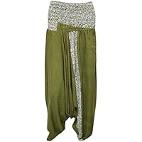 Mogul Interior Womens Jumpsuit Printed Vintage Silk Sari Boho Trouser Harem Pants