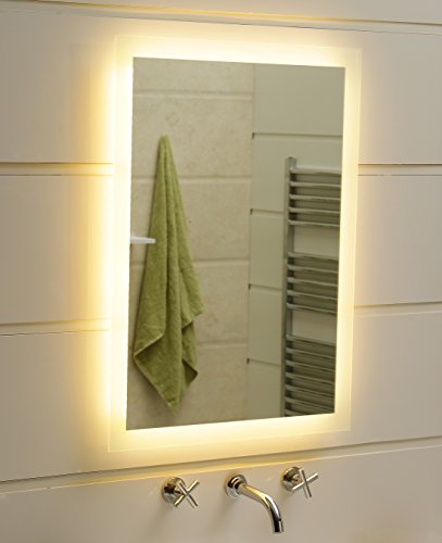 Badspiegel LED Spiegel GS084N mit Beleuchtung durch satinierte Lichtflächen Badezimmerspiegel (40 x 60 cm, warmweiß) - 3