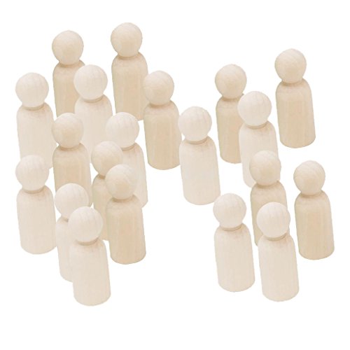 FLAMEER 20er Set DIY Holzfiguren Figuren Kegel Spielfiguren zum Basteln BemalenHolz Puppen Krippenfiguren Deko-Holz