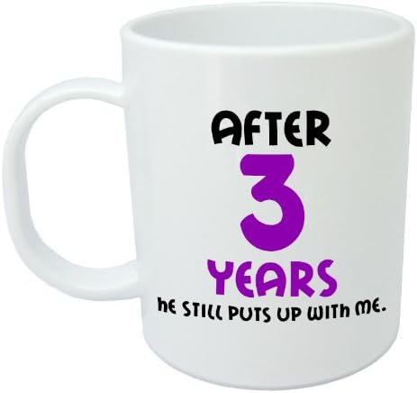 After 3 Years He Still Puts Up With Me - 3rd Wedding Anniversary Gift Mug For Her