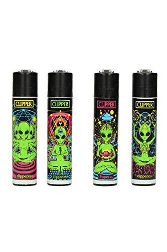 Clipper Classic - Trippy Aliens - Feuerzeug - 5 Stück verschiedene Designs
